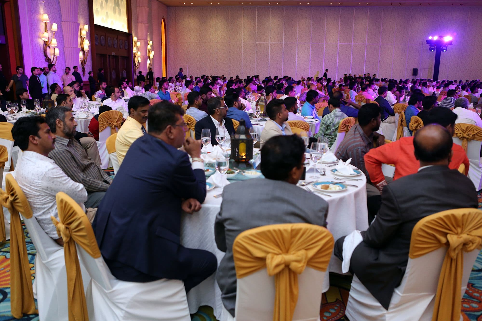 Clients and staff at the Jan & Bros 50th anniversary dinner, Atlantis The Palm, Dubai, May 2017.